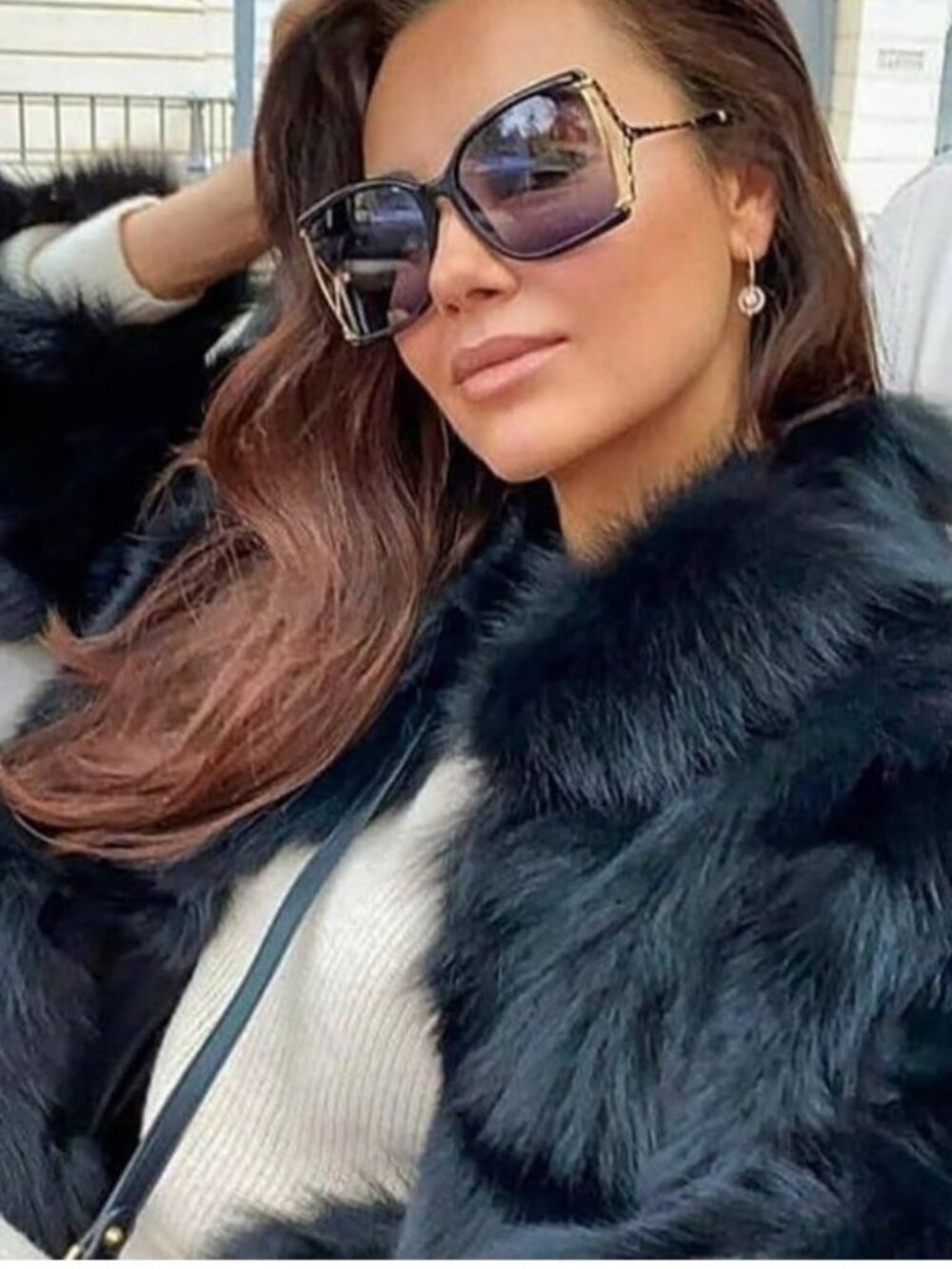 Gucci GG0592S 002 Sunglasses Black/Gold Square Frame, Smoke Gradient Lenses